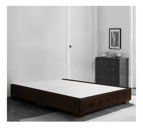 Base Nick Queen Size Suede Chocolate Piezas Base Mueble Box