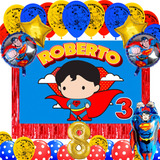 Kit Decoración Fiesta Superman Globos Lona Superman Fiesta! 