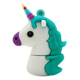 Memoria Usb 32 Gb Unicornio Color Rojo Unicornio Azul