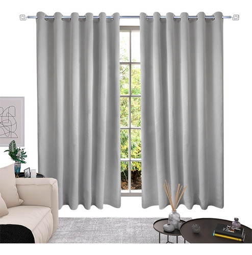 Cortinas Blackout Grande 4,00x2,30 Sala E Quarto Cinza Claro