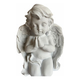 Angel Blanco Rezando Resina Estatua