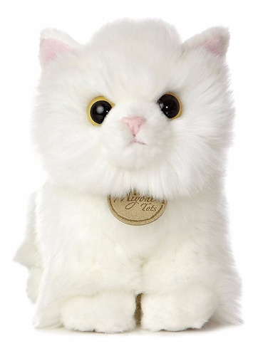 Mini Pelúcia Gato Branco Angorá Da Série Miyuni Aurora 16cms