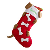 Bota Navidad Árbol Perro Cachorro Dog Huesitos +nombre 1pz