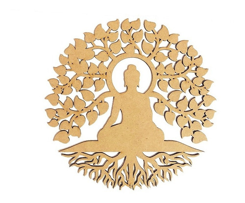 Quadro Mandala Buda Árvore Da Vida Laser 20cm Mdf
