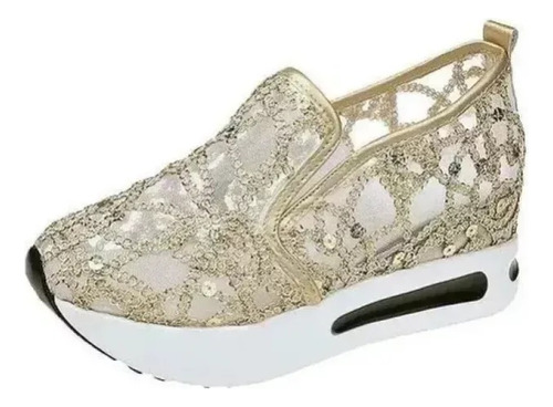 Zapatos Casuales De Verano Cordones Malla Blanca Para Mujer