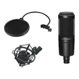 Audio Technica At2020 Micrófono Condenser Antipop Araña Set