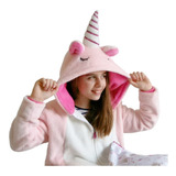 Pijama Entero Unicornio C/capucha Niños/adultos Polar Soft