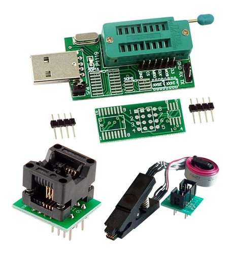 Programador Usb Ch341 + Adapt. Soic8 150mil + Pinza + Cable