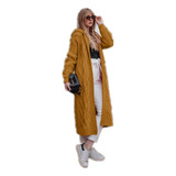 Zmshop Solid Color Loose Long Hooded Knit Cardigan