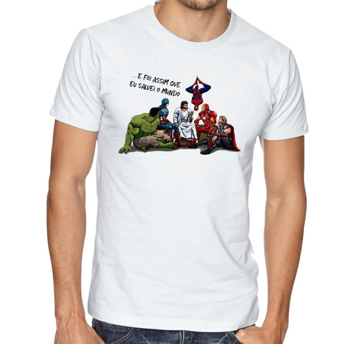 Camiseta Luxo Jesus Foi Assim Que Eu Salvei O Mundo Heroi