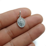 Dije Medalla Virgen Milagrosa Plata 925 Italiana (1,1x2,2cm)