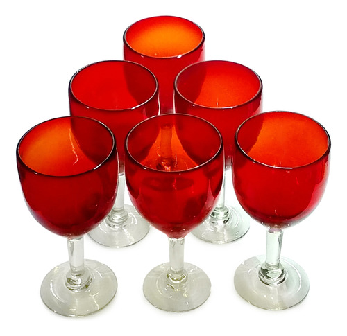 Set 6 Copas Para Vino 12oz Color Sólido - Vidrio Soplado