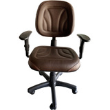 Cadeira De Escritório Para Seu Home Office Ergonômica Nr17 . Cor Marrom Material Do Estofamento Couro Sintético