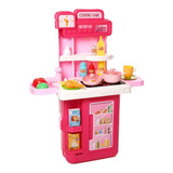 Cocinita Cocina Infantil Portatil 4en1 Sonido Luz 41 Pz Color Rosa