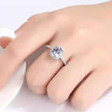 Anillo De Plata Ley .925  Zirconia Brillante Cuadrada