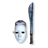 Máscara De Michael Myers Con Machete Halloween Color Blanco Y Negro