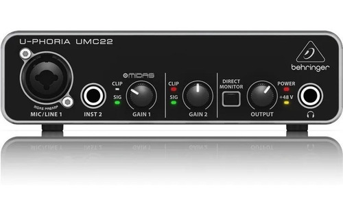 Interface De Áudio Behringer U-phoria Umc22 Usb