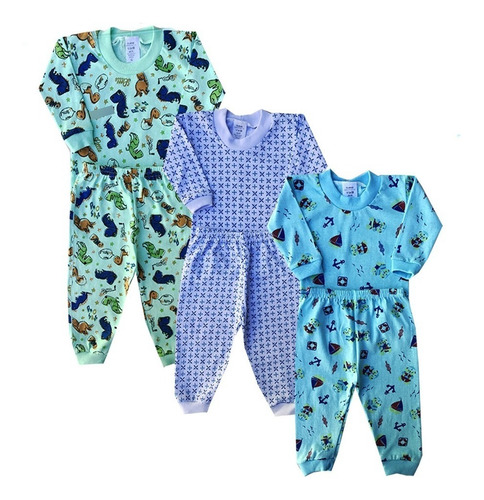 Roupa Bebê Kit 6 Pijama Longo Malha Rn Ao G Barato Atacado