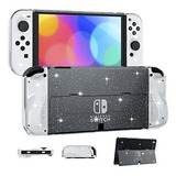 Carcasa Para Nintendo Switch Oled Transparente Con Glitter