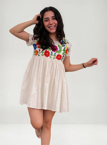 Preciosísimo Mini Vestido Mexicano Artesanal Frida Bordado | Envío gratis