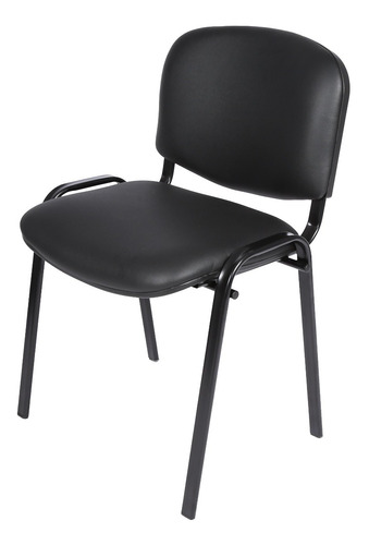 Silla De Escritorio Lisy Fija Tapizada S/brazos Base Negra Con Tapizado De Cuero Sintético Fusion Muebles