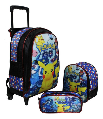 Mochila Infantil Pokemon Go Rodinhas Escolar Meninos Top Cor Azul