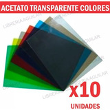 10 Acetato Laminas De Colores 50x70cm Cristal Transparentes 