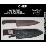 Cuchillo Chef Artesanal Forjado En Acero 5160 Alto Carbono