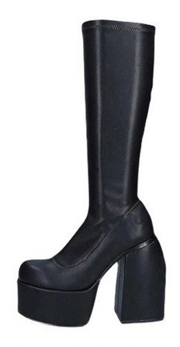 G Boots Mujer Invierno Aumentado Largo Negro Suela Gruesa 22
