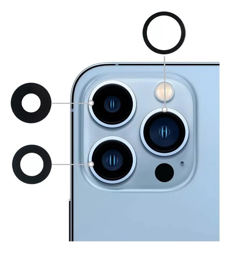 Lente Camara Trasera Cristal  Para iPhone 13 Pro Max Preinst