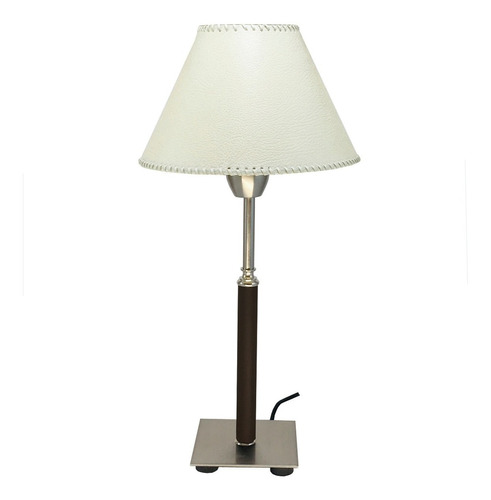 Lampara De Mesa Velador Platil Cuero  Led Moderno Mas