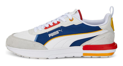 Tenis Casual Puma R22 Blanco Azul Y Rojo Para Hombre