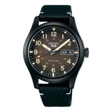 Reloj Seiko 5 Hombre Cuero Negro Automático Fecha Srpg41k1