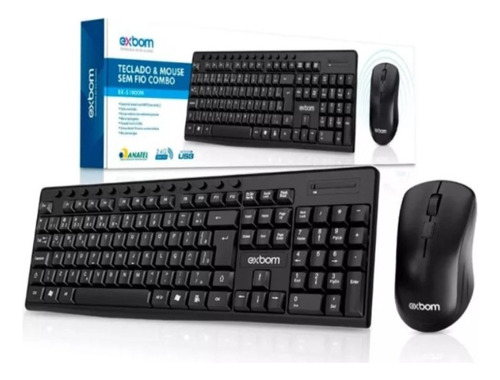 Kit Teclado + Mouse Black Abnt2 2.4ghz Bk-s1000m