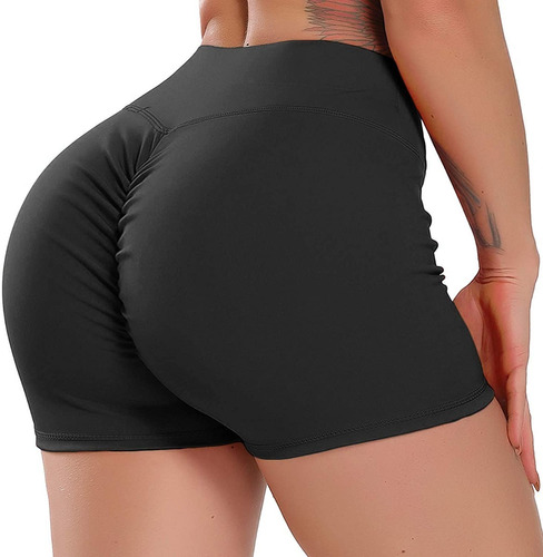 Calza Short Mujer Frunce Sexy Push Up Levanta Cola Gym Yoga