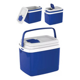 Caixa Termica Cooler Bebidas 32l Azul Com Porta Copo Grande