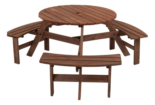 Machome Bancos De Picnic De Madera Para 6 Personas, Mesa Red