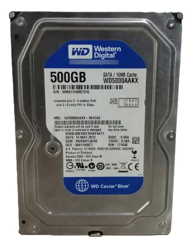 Disco Duro Sata 500 Gb Wd Wd5000aakx Para Pc