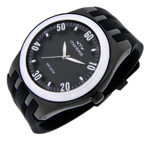 Reloj Montreal Hombre Ml1247 Caja De Metal Malla De Caucho