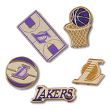 Jibbitz Nba Los Angeles Lakers Pack 5 Unico - Tamanho Un