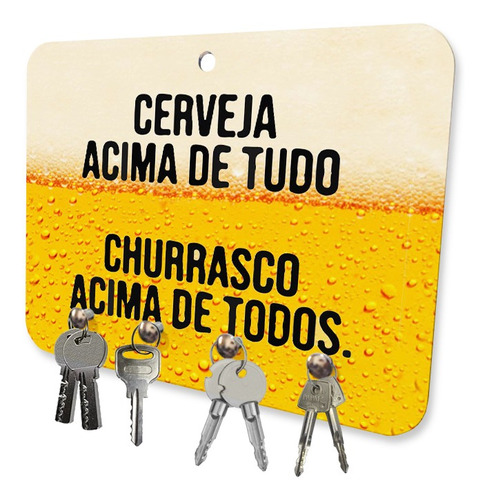 Porta Chaves Mdf 4 Pinos Cerveja E Churrasco Acima Todos