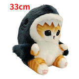 Gato Gatito Michi De Peluche Kawaii Con Disfraz Tiburón 33cm