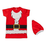Camiseta De Natal Infantil Bebê  Menino Papai Noel Com Gorro
