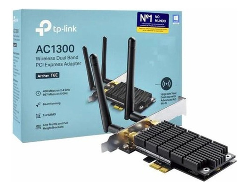 Adaptador Pci-e Sem Fio Wi-fi Ac1300 Archer T6e Dual Band