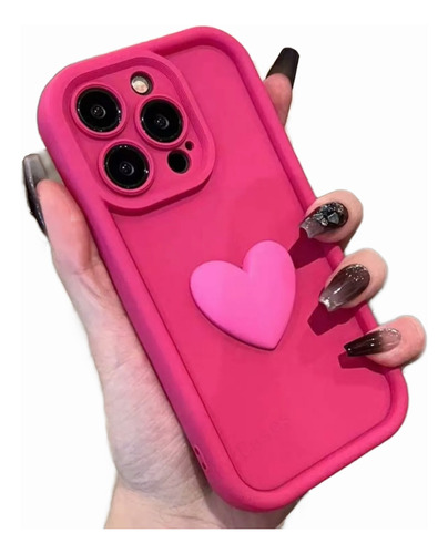 Funda Case Silicona Colores Uso Rudo Con Corazón Para iPhone