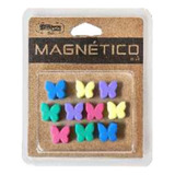 Kit Com 10 Unidades Imã Magnética P/ Recado Lousa Geladeira Cor Coloridos Borboleta