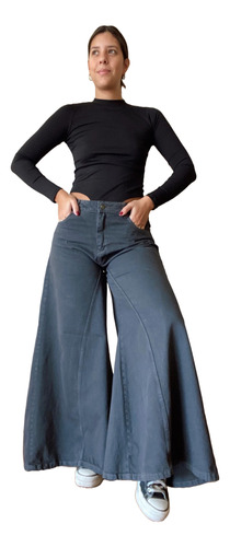Jean Palazzo Oversize Pantalon Rigido Tendencia Mujer