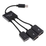 3 Em 1 Usb 3.1 Tipo C Macho Para Duplo Usb 2.0 Fêmea +