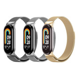 3 Correas Para Xiaomi Smart Band 8 Milanesas Acero Strap