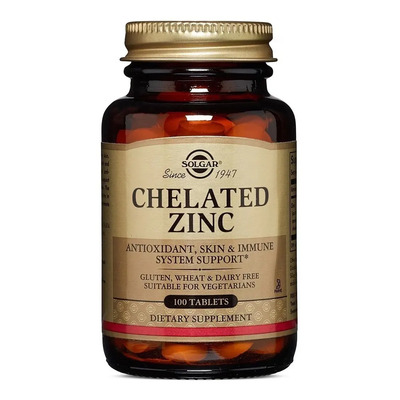 Solgar Chelated Zinc Quelatado 22mg 100tabs Sabor Neutro | Envío gratis